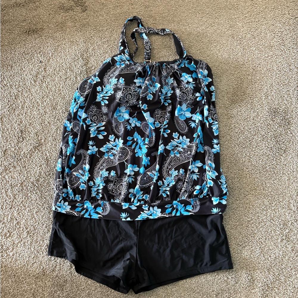 Black & Blue Paisley Tankini
